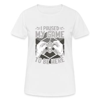 Gamer's Dilemma: Pausiertes Spiel Sollte Hier Sein - Frauen T-Shirt atmungsaktiv - Weiß - Vorne - AI Model Female 172 dark (172cm)