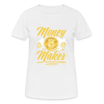 Crypto Chic: Money Maker Bitcoin - Women's Breathable T-Shirt - white - Front - AI Model Female 172 dark (172cm)