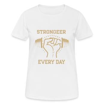 FITNESSSTUDIO JEDEN TAG - Frauen T-Shirt atmungsaktiv - Weiß - Vorne - AI Model Female 172 dark (172cm)