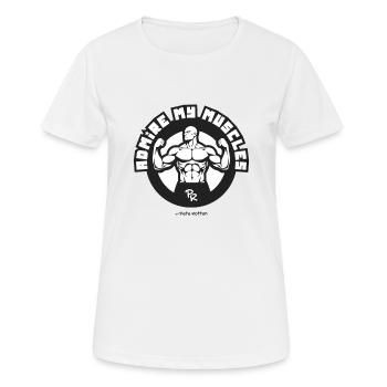 Admirez mes muscles bw, bodybuilder musclé - T-shirt respirant Femme - blanc - Devant - AI Model Female 172 dark (172cm)