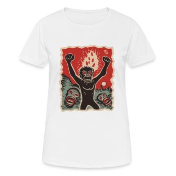 Les primates préhistoriques et l’Armageddon - T-shirt respirant Femme - blanc - Devant - AI Model Female 172 dark (172cm)