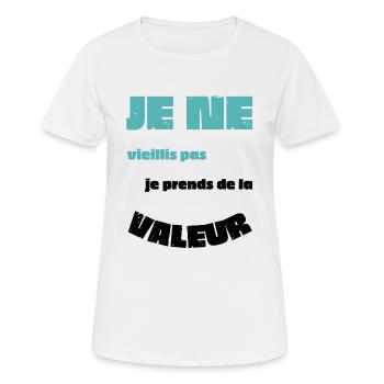 cadeau homme, femme, humour, t-shirt humoristique - T-shirt respirant Femme - blanc - Devant - AI Model Female 172 dark (172cm)