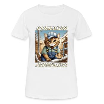 Perfectionnistes de la plomberie CAT - T-shirt respirant Femme - blanc - Devant - AI Model Female 172 dark (172cm)