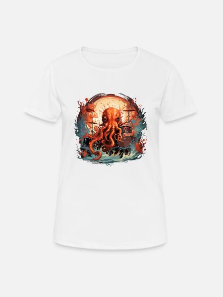 Lustiger Oktupus, Schlagzeuger, Musiker, Drummer - Frauen T-Shirt atmungsaktiv - Weiß