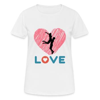 Couple amoureux sur le fond d’un cœur - T-shirt respirant Femme - blanc - Devant - AI Model Female 172 dark (172cm)