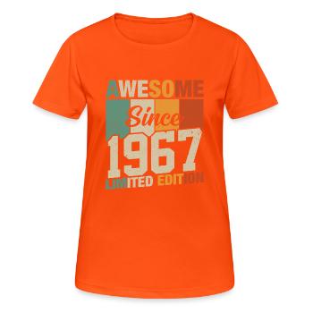 Légendes nées 1967 - T-shirt respirant Femme - orange néon - Devant - AI Model Female 172 dark (172cm)