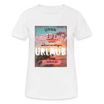 Urlaubsreif ganzjährig! Witziger Urlaub Spruch - Frauen T-Shirt atmungsaktiv - Weiß - Vorne - AI Model Female 172 dark (172cm)