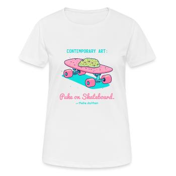 Moderne Street Kunst: Kotze auf Skateboard - Frauen T-Shirt atmungsaktiv - Weiß - Vorne - AI Model Female 172 dark (172cm)