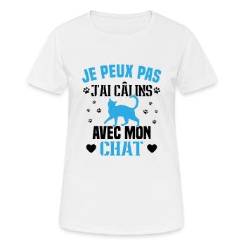 Ich kann nicht mit meinem Katzengeschenk kuscheln - Frauen T-Shirt atmungsaktiv - Weiß - Vorne - AI Model Female 172 dark (172cm)