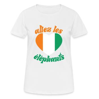 Côte D'ivoire 2024 Maillot Foot Éléphant Drapeau - T-shirt respirant Femme - blanc - Devant - AI Model Female 172 dark (172cm)
