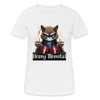 Heavy Metal Headbanger present Drummer Cat - Women's Breathable T-Shirt - white - Front - AI Model Female 172 dark (172cm)