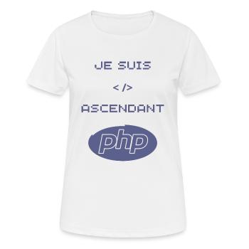 cadeau pour développeur php - T-shirt respirant Femme - blanc - Devant - AI Model Female 172 dark (172cm)