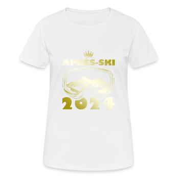 Vacances de ski après-ski 2024 - T-shirt respirant Femme - blanc - Devant - AI Model Female 172 dark (172cm)