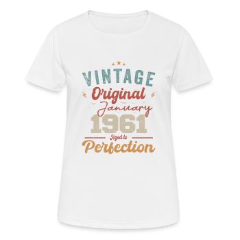 Januar 1961 Legende seit 63 Jahren - Frauen T-Shirt atmungsaktiv - Weiß - Vorne - AI Model Female 172 dark (172cm)