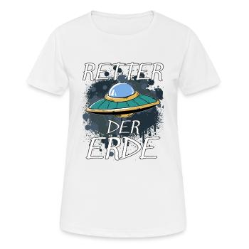 OVNI SAUVEUR DE LA TERRE - T-shirt respirant Femme - blanc - Devant - AI Model Female 172 dark (172cm)