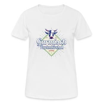 Garmisch, Partenkirchen, Bavière, Allemagne avec vache - T-shirt respirant Femme - blanc - Devant - AI Model Female 172 dark (172cm)