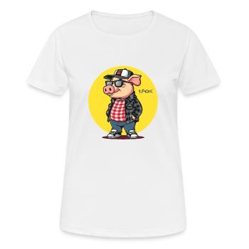 Cooler Freitag im lässigen Stil: Schwein - Frauen T-Shirt atmungsaktiv - Weiß - Vorne - AI Model Female 172 dark (172cm)