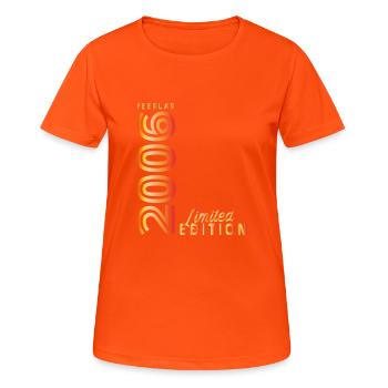 Goldener Geburtstag - 18 Jahre Edition 2006 - Frauen T-Shirt atmungsaktiv - Neonorange - Vorne - AI Model Female 172 dark (172cm)