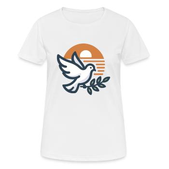 Sunrise Dove of Peace - Art minimaliste pour l’harmonie - T-shirt respirant Femme - blanc - Devant - AI Model Female 172 dark (172cm)