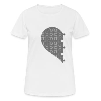 Couples assortis demi coeur Saint Valentin gris 2 - T-shirt respirant Femme - blanc - Devant - AI Model Female 172 dark (172cm)
