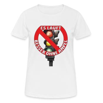 IL FONCTIONNE MIEUX SANS FEUX DE CIRCULATION - T-shirt respirant Femme - blanc - Devant - AI Model Female 172 dark (172cm)