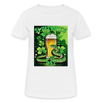 JOUR DE LA SAINT-PATRICK SERPENT BIÈRE TRÈFLE - T-shirt respirant Femme - blanc - Devant - AI Model Female 172 dark (172cm)