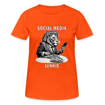 SMARTPHONE SOCIAL MEDIA JUNKIE - Women's Breathable T-Shirt - neon orange - Front - AI Model Female 172 dark (172cm)
