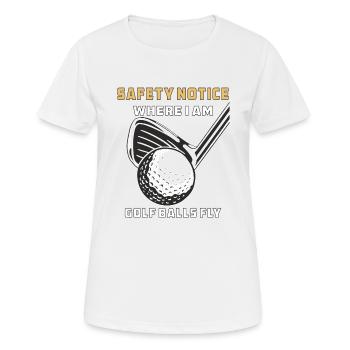 LE GOLF LÀ OÙ JE SUIS, LES BALLES DE GOLF VOLENT - T-shirt respirant Femme - blanc - Devant - AI Model Female 172 dark (172cm)