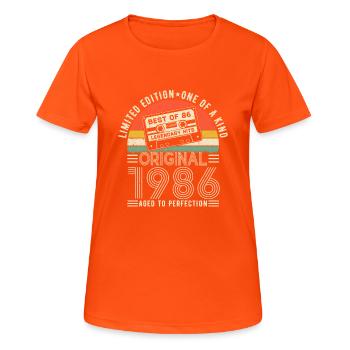 Jubiläumszauber 8 Jahre 1986 - Frauen T-Shirt atmungsaktiv - Neonorange - Vorne - AI Model Female 172 dark (172cm)