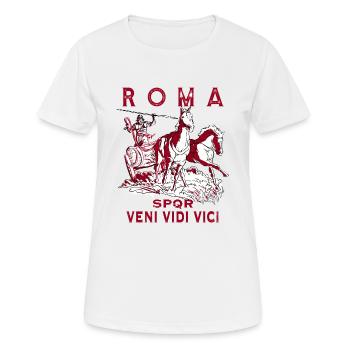 ROMA STREITWAGEN SPQR VENI VIDI VICI - Frauen T-Shirt atmungsaktiv - Weiß - Vorne - AI Model Female 172 dark (172cm)