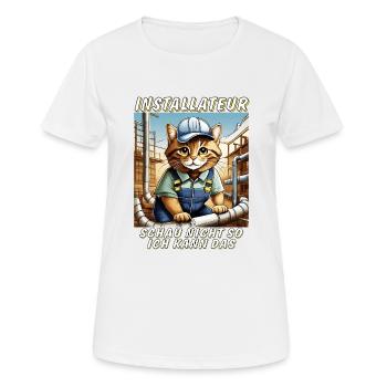 INSTALLATEUR DE CHAT - T-shirt respirant Femme - blanc - Devant - AI Model Female 172 dark (172cm)