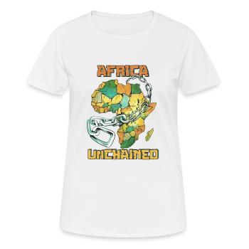 Africa Unchained - Frauen T-Shirt atmungsaktiv - Weiß - Vorne - AI Model Female 172 dark (172cm)