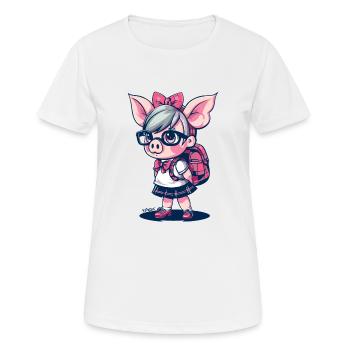 Retour à l’école : Nerd Écolière Cochon - T-shirt respirant Femme - blanc - Devant - AI Model Female 172 dark (172cm)