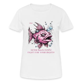 Kämpfe für deine Rechte: Freiheitskämpfer Fisch - Frauen T-Shirt atmungsaktiv - Weiß - Vorne - AI Model Female 172 dark (172cm)