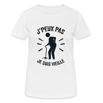 Ich kann nicht, ich bin alt - Frauen T-Shirt atmungsaktiv - Weiß - Vorne - AI Model Female 172 dark (172cm)