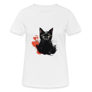 Schwarze Kater - Frauen T-Shirt atmungsaktiv - Weiß - Vorne - AI Model Female 172 dark (172cm)