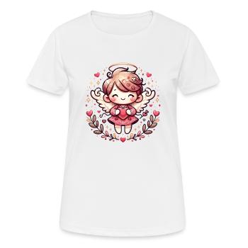 Valentinsengel, Valentinstagsengel - Frauen T-Shirt atmungsaktiv - Weiß - Vorne - AI Model Female 172 dark (172cm)