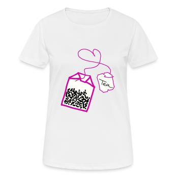 Sachet de thé rose coeur - T-shirt respirant Femme - blanc - Devant - AI Model Female 172 dark (172cm)