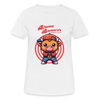 Bruno Bouncer - Bruno der Sicherheitsmann - Frauen T-Shirt atmungsaktiv - Weiß - Vorne - AI Model Female 172 dark (172cm)