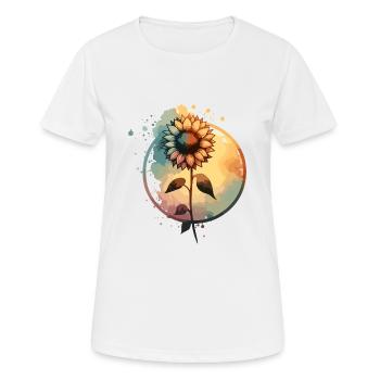 Tournesol avec tige dessinée - T-shirt respirant Femme - blanc - Devant - AI Model Female 172 dark (172cm)