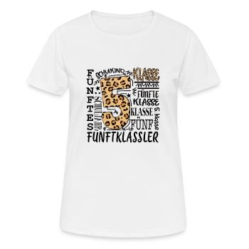 5.Klasse - Frauen T-Shirt atmungsaktiv - Weiß - Vorne - AI Model Female 172 dark (172cm)