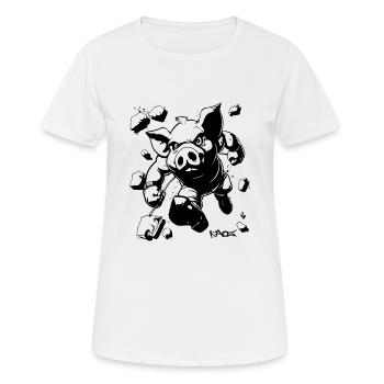 Percée : Briser les murs, Cochon intense - T-shirt respirant Femme - blanc - Devant - AI Model Female 172 dark (172cm)