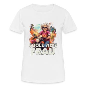 Cool vieille femme drôle mamie sur moto - T-shirt respirant Femme - blanc - Devant - AI Model Female 172 dark (172cm)