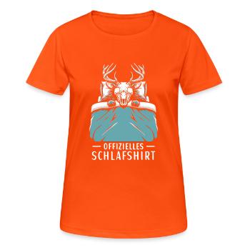 Offizielles Schlafshirt Wendigo - Frauen T-Shirt atmungsaktiv - Neonorange - Vorne - AI Model Female 172 dark (172cm)