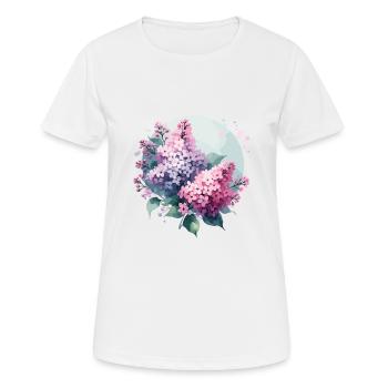 Lilas dessiné - T-shirt respirant Femme - blanc - Devant - AI Model Female 172 dark (172cm)