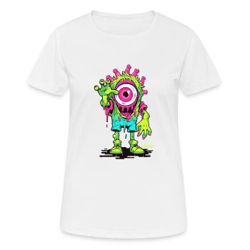 Big Eye: Cyclop Street Art Alien Figurine - Women's Breathable T-Shirt - white - Front - AI Model Female 172 dark (172cm)