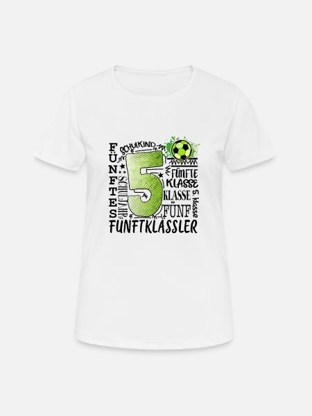 5. Klasse Fußball - Frauen T-Shirt atmungsaktiv - Weiß