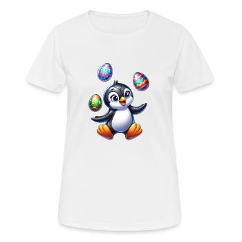 Pingouin jonglant avec les œufs de Pâques, artiste du pôle Sud - T-shirt respirant Femme - blanc - Devant - AI Model Female 172 dark (172cm)