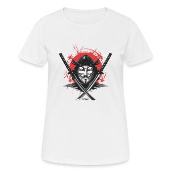 Combattant de la liberté japonais Samurai Fawkes - T-shirt respirant Femme - blanc - Devant - AI Model Female 172 dark (172cm)