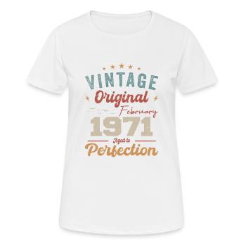 Geboren im Februar 1971 vintage 1971 Geburtstag - Frauen T-Shirt atmungsaktiv - Weiß - Vorne - AI Model Female 172 dark (172cm)